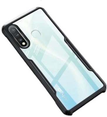 ChutPutMart Back Cover for Ultra-Hybrid Soft Crystal Clear Vivo U20(Black, Transparent, Camera Bump Protector, Pack of: 1)