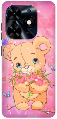 DIKRO Back Cover for Tecno Spark Go 2024, BG6, TEDDY, BEAR, DOLL, CARTOON, ART(Pink, Flexible, Silicon, Pack of: 1)