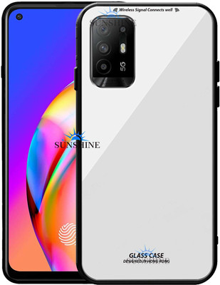 SUNSHINE Back Cover for OPPO-F19 PRO PLUS (5G), Luxurious 9H Toughened Glass Back Case Shockproof TPU Bumper(White, Dual Protection, Pack of: 1)