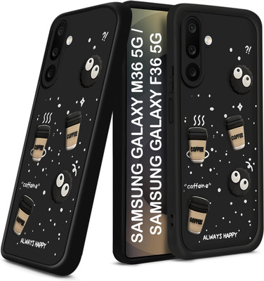 TRUEUPGRADE Back Cover for Samsung Galaxy M36 5G, Samsung Galaxy F36 5G Cute Fun Cartoon 3D Ball Coffee Case(Black, 3D Case, Silicon, Pack of: 1)