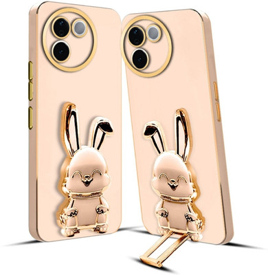 RESOURIS Back Cover for iQOO Z9S Pro 5G, Vivo T3 Pro 5G, iQOO Z9S Pro, Vivo T3 Pro(Pink, Gold, Cases with Holder, Silicon, Pack of: 1)