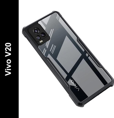 Micvir Back Cover for Vivo V20(Transparent, Black, Shock Proof, Pack of: 1)