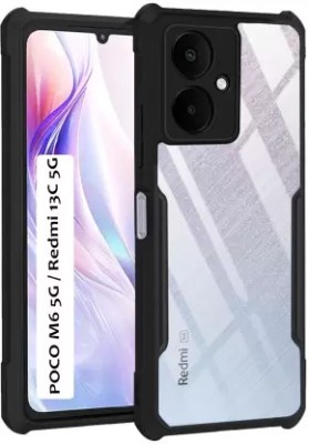 Mobile Case Cover Bumper Case for POCO M6 5G, REDMI 13C 5G, Redmi 13c 5G(Black, Transparent, Grip Case, Pack of: 1)
