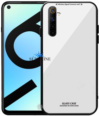 SUNSHINE Back Cover for REALME-6i Luxurious 9H Toughened Glass Back Case Shockproof TPU Bumper(White, Dual Protection, Pack of: 1)