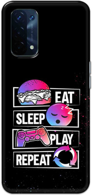 NDCOM Back Cover for Oppo A74 5G Eat Sleep Play Repeat Printed Hard Case(Multicolor, Hard Case, Pack of: 1)