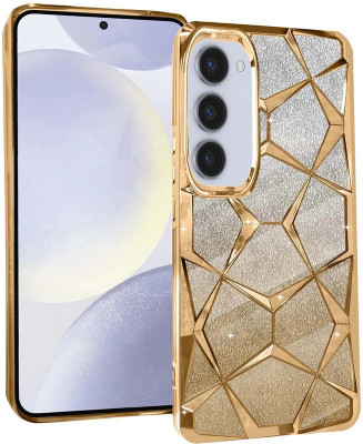 casohitech Back Cover for Samsung Galaxy A36 5G, Samsung A36 5G, Geometric 3D Cube, Diamond Bling Shiny(Gold, Transparent, Camera Bump Protector, Pack of: 1)