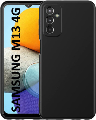 MobiLooks Back Cover for SAMSUNG Galaxy M13 4G, Liquid Silicone Case inner Microfiber Cloth(Black, Camera Bump Protector, Silicon, Pack of: 1)