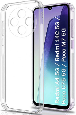 CASEVIBE Back Cover for POCO M7 5G, Redmi 14C 5G, REDMI A4 5G, POCO C75 5G | Soft TPU Shockproof Mobile Cover(Transparent, Flexible, Pack of: 1)