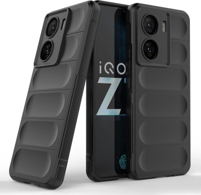 S-Design Back Cover for IQoo Z7 5G, Premium Solid Liquid Magic Case Shockproof Plain(Black, Silicon, Pack of: 1)