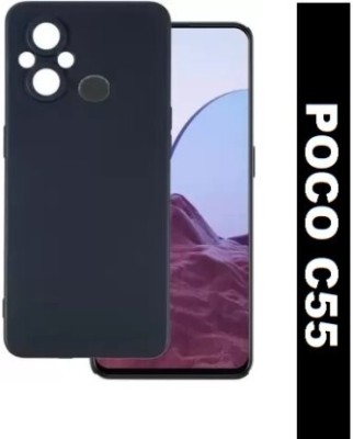 XOVO Back Cover for POCO C55(Black, Dual Protection, Silicon, Pack of: 1)