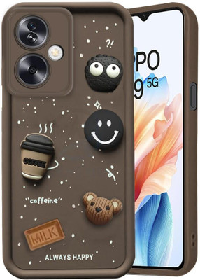 COVERBLACK Back Cover for OPPO CPH2617 / Oppo_A59 5G | Smile Taddy |3D Ball |Milk cake |Coffee Case(Brown, Flexible, Silicon, Pack of: 1)
