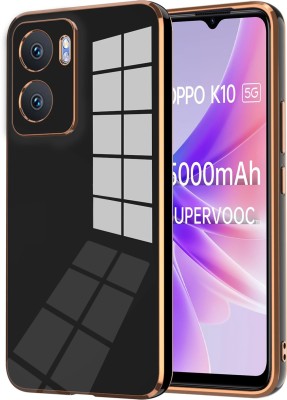 VAPRIF Back Cover for Oppo K10 5G, Golden Line, Premium Soft Chrome Case | Silicon Gold Border(Black, Shock Proof, Silicon, Pack of: 1)