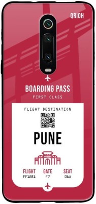 QRIOH Pune City Glass Back Cover for Mi K20(Red, Grip Case, Pack of: 1)