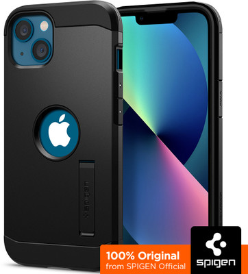 Spigen Tough Armor Back Cover for Apple iPhone 13(Black, Shock Proof, Pack of: 1)