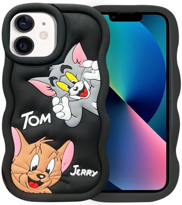 YuniKase Back Cover for iphone 13/14/15 soft silicon cute design Tom and jerry, for girls and Boyss.(Black, Grip Case, Pack of: 1)