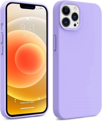 Coverskart Liquid Silicone Back Cover for Apple iPhone 13 Pro Max, Logo Embossed Shock Proof Microfiber Case(Purple, Camera Bump Protector, Silicon, Pack of: 1)