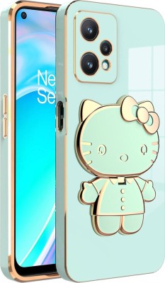 Dallao Back Cover for Oneplus Nord CE 2 Lite 5G 3D Kitty with Folding Mirror Stand Slim electroplated case(Green, Shock Proof, Silicon, Pack of: 1)