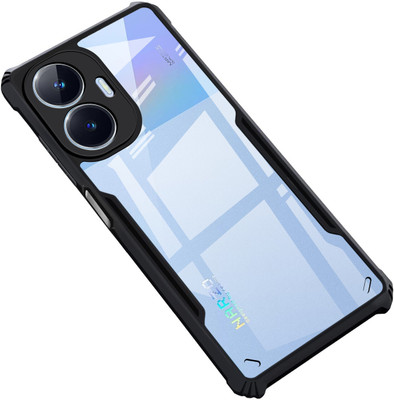 Aarov Realme C55, Realme Narzo N55 Fiber, Rubber Back Cover(Transparent, Black, Dual Protection)
