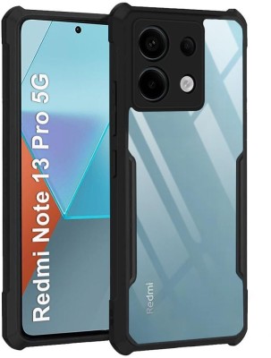 VAPRIF Back Cover for Mi Redmi Note 13 PRO 5G, Transparent Hybrid Hard PC Back TPU Bumper(Black, Transparent, Shock Proof, Pack of: 1)