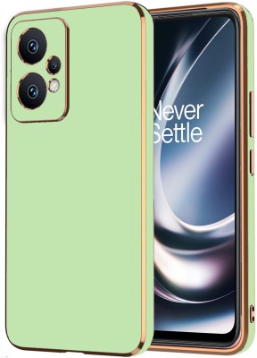 VAPRIF Back Cover for OnePlus Nord CE 2 Lite 5G, Golden Line, Premium Soft Chrome Case | Silicon Gold Border(Green, Shock Proof, Silicon, Pack of: 1)