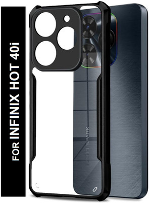 KWINE CASE Back Cover for Infinix Hot 40i(Black, Transparent, Shock Proof, Pack of: 1)