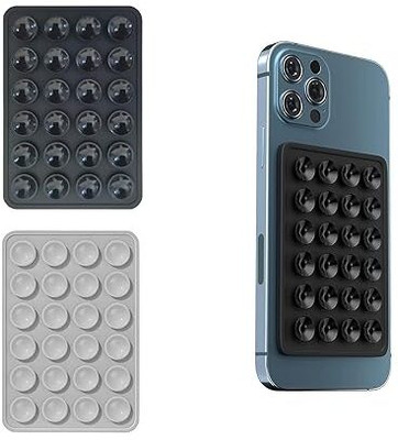 FASHIONEMPIRE Back Cover for Suction Silicone Phone Sticker for Hands-Free Phone Accessory Compatible Mirror Shower.(Black, Grey, Flexible, Silicon, Pack of: 2)