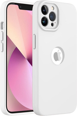 MobiLooks Back Cover for Apple iPhone 15 Pro, Original Liquid Silicone inner Velvet Cloth Logo View Case(White, Camera Bump Protector, Silicon, Pack of: 1)