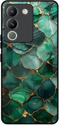 QRIOH Glass Back Cover for Vivo Y200 5G(Green, Grip Case, Pack of: 1)