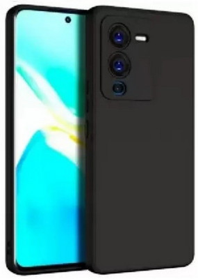 S-Softline Back Cover for Vivo V25 Pro 5G, inner Soft Microfiber Cloth Cushion Lining Premium Silicon Candy case(Black, Silicon)