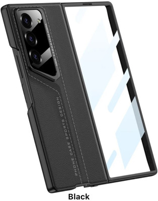 Stylonic Back Cover for Samsung Galaxy Z Fold 6 Leather Blade Design With Inbuilt Front Screen Guard(Black, Grip Case, Pack of: 1)