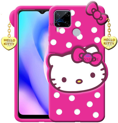 SUNSHINE Back Cover for Realme C15 Hello Kitty Mobile Back Cover| 3D Cute Kitty|with Heart Pendant(Pink, Flexible, Pack of: 1)