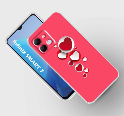 Cravation Back Cover for Infinix SMART 7(Pink, White, Silicon, Pack of: 1)
