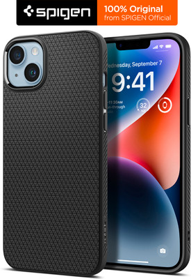 Spigen Liquid Air Back Cover for Apple iphone 15/14/13(Black, Shock Proof, Pack of: 1)