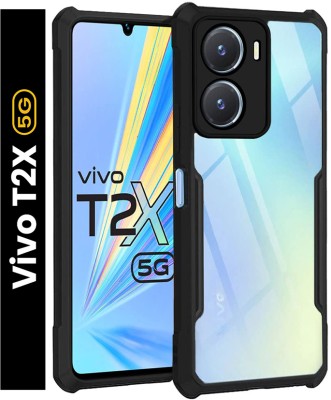 WAREVA Back Cover for Vivo T2X 5G, VIVO T2X(Transparent, Black, Camera Bump Protector, Pack of: 1)