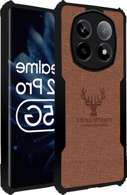 Qyist Back Cover for Realme P2 Pro 5G |Vegan PU Leather |Deer Case| Camera Lens Protection(Brown, Shock Proof, Pack of: 1)