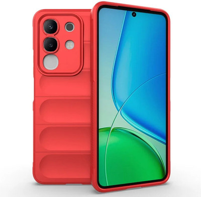 Casotec Back Cover for Vivo Y29 4G, Vivo T4x 5G(Red, Silicon, Pack of: 1)