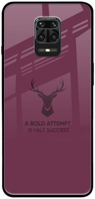 QRIOH Glass Back Cover for Mi Redmi Note 9 Pro Max(Maroon, Grip Case, Pack of: 1)