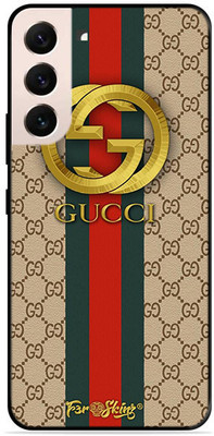 FAZAKA Back Cover for SAMSUNG Galaxy S22 Plus On Glossy Metal Phone Cover | GUCCI GOLDEN LOGO THEME(Multicolor, Dual Protection, Pack of: 1)