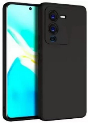 S-Softline Back Cover for Vivo V25 Pro 5G, inner Soft Microfiber Cloth Cushion Lining Premium Silicon Candy case(Black, Silicon)