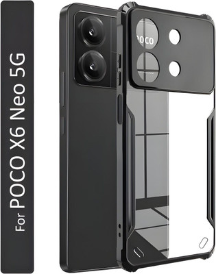 Mobile Case Cover Back Cover for POCO X6 Neo 5G, POCO X6 Neo, Transparent(Black, Shock Proof, Silicon, Pack of: 1)
