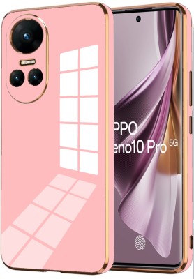 VAPRIF Back Cover for OPPO Reno10 Pro 5G, Golden Line, Premium Soft Chrome Case | Silicon Gold Border(Pink, Shock Proof, Silicon, Pack of: 1)