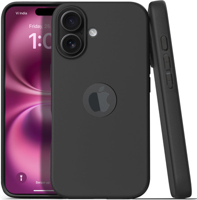 Enflamo Back Cover for Apple iPhone 16(Black, Flexible, Silicon, Pack of: 1)