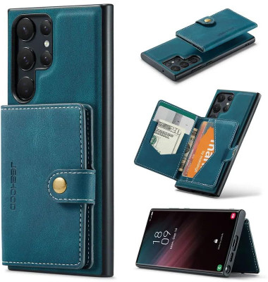 SCALEBEE Back Cover for Samsung Galaxy S24 Ultra Premium Leather Case with Card Holder Cash(Blue, Shock Proof, Pack of: 1)