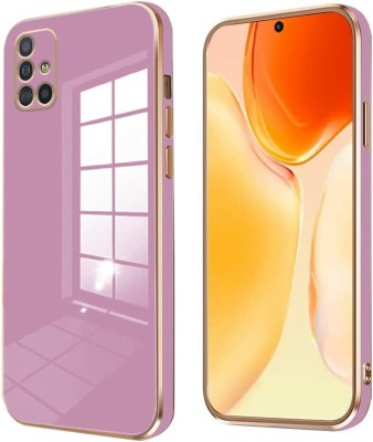Apurb store Back Cover for Samsung Galaxy A51 Luxury Square Plating Case Solid Color Soft Silicone Back Cover(Purple, Shock Proof, Silicon, Pack of: 1)