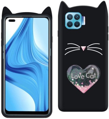 A3sprime Back Cover for Oppo F17 Pro, |Soft Silicon with Drop Protective & 3D Heart Love Cat Shaped Case|(Black, 3D Case, Silicon, Pack of: 1)