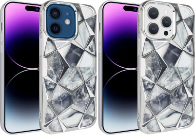 FIXTOTEL Back Cover for Apple iPhone 12, Apple iPhone 12 Pro, iPhone 12, iPhone 12 Pro, Marble Diamond Cut(Silver, Transparent, Multicolor, 3D Case, Pack of: 1)