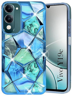 Kovado Back Cover for Vivo Y19e ( Dual Design Glitter Sparkle and Detachable Diamond Print Case )(Blue, Dual Protection)