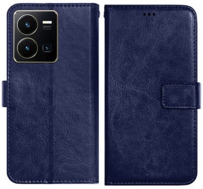 AUTOCASE Flip Cover for Vivo Y35, V2205 Premium Leather Finish, with Card Pockets(Blue, Grip Case, Pack of: 1)