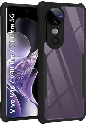 Bodoma Back Cover for Vivo V40 5G/Vivo V40 Pro 5G/ Vivo T3 Ultra 5G Transparent/Black(Red, Grip Case, Silicon, Pack of: 1)