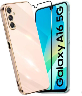 A3sprime Edge To Edge Tempered Glass for Samsung Galaxy A16 5G with 1 Piece Soft TPU Anti-Slip Built-in Camera Protector Back Cover(Pack of 2)